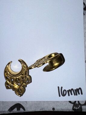 Gold Filigree Ear Gauge Saddle Pair - 16mm